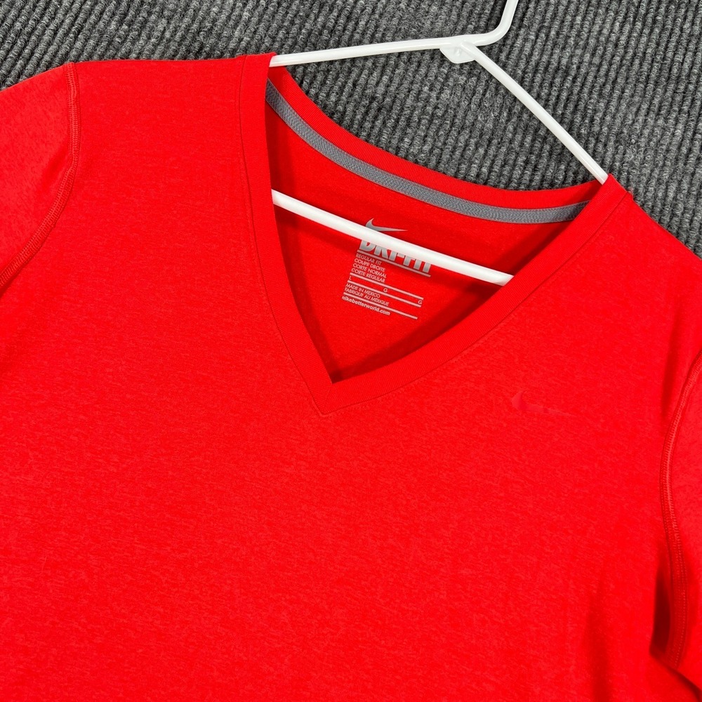 Nike Shirt Womens Large Pink Short Sleeve V Neck‎ Regular Fit Active Workout Gym